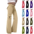 thumbnail image 1 of lcziwo Teen Girls Wide Leg Cargo Pants Kids Drawstring High Waisted Workout Yoga Sweatpants Loose Fit Preppy Trousers with Pockets, Black, 140, 1 of 7