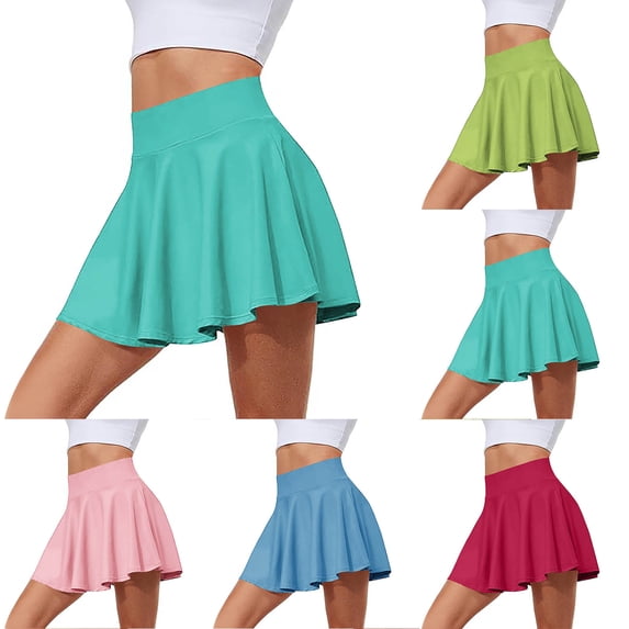lcziwo Tennis Skirts for Women Pleated High Waisted Golf Skorts Tummy Control Skirts with Shorts Pockets Summer Clearance Prime Black S