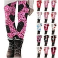 thumbnail image 1 of lcziwo Today's Lightning Sales, Womens Valentine's Day Compression Leggings Gym High Waisted Workout Yoga Pants Fashion Heart Graphic Print Tights Multicolor S, 1 of 6