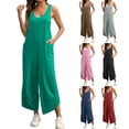 thumbnail image 1 of lcziwo Tulip Hem Wide Leg Jumpsuits for Women 2025 Summer Dressy Sleeveless Cotton Linen Rompers Loose Fit One Piece Jumper Pants with Pockets Sales Today Clearance, 1 of 9