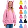 thumbnail image 1 of lcziwo Unisex Kids Hoodies Cute Ear Hooded Sweatshirt Loose Casual Pullover Hoodie with Kangaroo Pocket Light Blue 110, 1 of 8