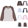 thumbnail image 1 of lcziwo Unisex Toddler Long Sleeve Shirts Fashion Color Block Pullover Tops Fall Casual Round Neck Cotton Basic Tees Kids Blouse, Gifts for Girls!, 1 of 6