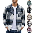 thumbnail image 1 of lcziwo Vacation Sale Mens Flannel Shirts Long Sleeve Button Down Casual Work Plaid Shirt Cotton Blend Lightweight Lapel Jacket with Pocket,Red,XXL, 1 of 5