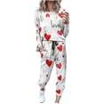 thumbnail image 1 of lcziwo Vacation Sale Women's Plus Size 2 Piece Lounge Set Round Neck Long Sleeve Pullovers Matching Drawstring Pants with Pockets Jogger Sets Valentine's Day Love Heart Print Sweatsuits,Multicolor,S, 1 of 5