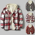 thumbnail image 1 of lcziwo Weekly Prime Men's Plaid Hooded Shirts Casual Long Sleeve Fleece Lined Shirt Jackets Fall Winter Button Down Loose Fit Drawstring Hoodies,White,XXL, 1 of 1