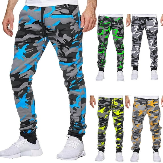 lcziwo Weekly Sale Casual Camo Joggers Sweatpants for Men Lightweight Hiking Outdoor Sweatpants Streetwear Pants with Pockets Slim Fit Workout Pants,White,XXL
