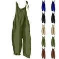 thumbnail image 1 of lcziwo Weekly Sales, Womens 2025 Summer Fashion Jumpsuits Casual Cotton Linen Sleeveless Strap Overalls Baggy Wide Leg Romper Plus Size One Piece Pants with Pockets, 1 of 6