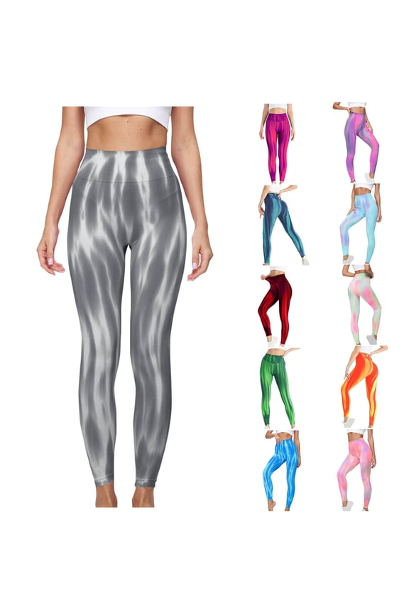 Winter Clearance Prime, Women's Yoga Pants Seamless Hight Waist Butt Lifting Tummy Control Workout Leggings Fashion Tie Dye Print Running Legging Pants Pink S