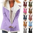 thumbnail image 1 of lcziwo Winter Coats for Women Fleece Lined Lapel Jacket Warm Parka Coat Outerwear with Pockets Black XXL, 1 of 7