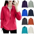 thumbnail image 1 of lcziwo Winter Coats for Women Warm Stand Collar Fleece Jackets Casual Zip Pockets Long Sleeve Outerwear Teen Girls Clothes, Navy, L, 1 of 7