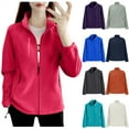 thumbnail image 1 of lcziwo Winter Coats for Women Warm Stand Collar Fleece Jackets Casual Zip Pockets Long Sleeve Outerwear Teen Girls Clothes, Navy, XXXXL, 1 of 7
