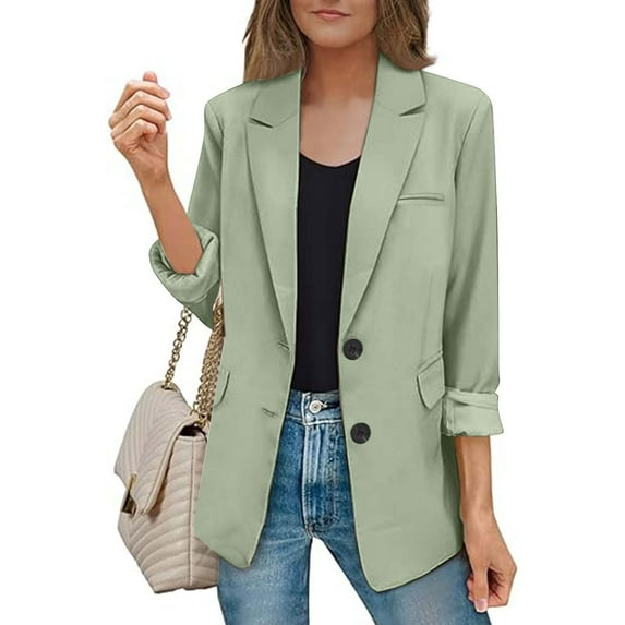 lcziwo Women Blazers On Sale,Womens Bussiness Casual Blazers Open Front Long Sleeve Work Office Blazer Jacket Button Lapel Blazer Green,S