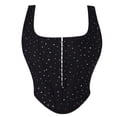 thumbnail image 1 of lcziwo Women Fitted Tank Tops Cotton Sequins Wide Strap Corset Tops Summer Prom Party Cropped Going Out Camisole Black L, 1 of 9