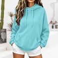 thumbnail image 1 of lcziwo Women Long Sleeve Sweatshirt Athletic Sweatshirts with Pockets Solid Color Oversized Drawstring Hoodies Winter 2026 Sky Blue,XL, 1 of 8