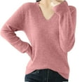 thumbnail image 1 of lcziwo Women Merino Wool Sweater Warm Long Sleeve V Neck Knitted Sweaters Fall Winter Casual Soft Undershirts Daliy 2026 Pink,L, 1 of 8