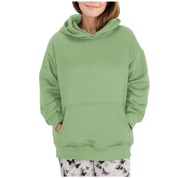 lcziwo Women Oversized Hoodie Loose Fit Long Sleeve Hooded Sweatshirts with Pockets Solid Color Athletic Winter Pullover 2026Green,XL