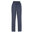 thumbnail image 1 of lcziwo Women Summer High Waisted Cotton Linen Palazzo Pants Straight Leg Long Lounge Trousers with Pockets Drawstring Comfy Trouser Navy,S, 1 of 5