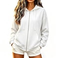 thumbnail image 1 of lcziwo Women Zipper Sweatshirt Athletic Oversized Long Sleeve Jackets with Pockets Solid Color Drawstring Hoodie Fall 2026White,XXL, 1 of 8