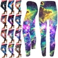 thumbnail image 1 of lcziwo Women's High Waisted Yoga Pants Cute Galaxy Graphic Sports Running Leggings Full Length Tummy Control Tights Blue XXL, 1 of 7
