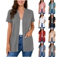 thumbnail image 1 of lcziwo Women's Lightweight Cardigan Shrugs Trendy Open Front Short Sleeve Casual Loose Cardigans with Pockets Navy XL, 1 of 5