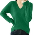 thumbnail image 1 of lcziwo Women's Merino Wool V Neck Sweater Causal Knitted Lightweight Long Sleeve Sweaters Winter Soft Solid Color Warm Tops Green,L, 1 of 8