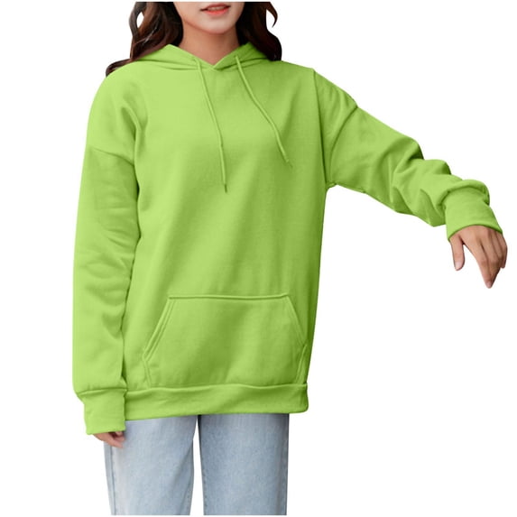 lcziwo Women's Solid Color Hoodies Classic Drawstring Hooded Sweatshirt ...