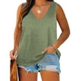 thumbnail image 1 of lcziwo Women's Solid Color Tank Top Cotton Oversized Loose V Neck Camisole Summer Casual Holiday Undershirt Going Out Tops Army Green S, 1 of 8