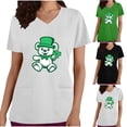 thumbnail image 1 of lcziwo Women's St. Patrick's Day Scrub Tops Fashion V Neck Scrubs Nursing Uniform Summer V Neck Short Sleeve Tshirts with Pockets Black S, 1 of 5