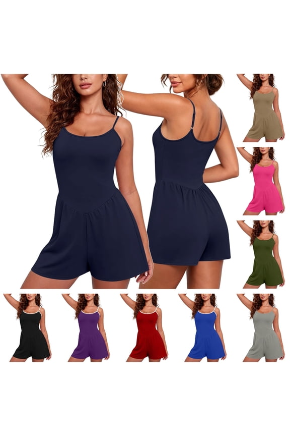 Women's Summer Romper Adjustable Strap Athletic Workout Tennis Golf Rompers Dark Gray XXL
