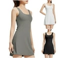 thumbnail image 1 of lcziwo Women's Tennis Dress with Built in Bra Sleeveless Round Neck Tank Mini Dresses Summer Yoga Athletic Workout Short Dress White L Clearance Sale, 1 of 6