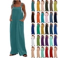 thumbnail image 1 of lcziwo Women's Wide Leg Jumpsuits Loose Casual Button Straps Bib Overalls Summer Sleeveless One Piece Pants with Pockets, 1 of 9