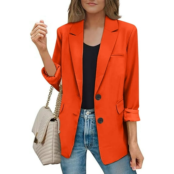 lcziwo Womens Business Casual Blazer,Blazers for Women Business Casual Long Sleeve Lapel Open Front Button Work Office Blazer Jackets 2024 Red,XL
