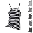 thumbnail image 1 of lcziwo Womens Tank Tops Model Striped Print Summer Round Neck Tanks Top Plus Size Comfy Halter Sleeveless Undershirt Dark Gray L, 1 of 6