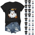 thumbnail image 1 of lcziwo Womens Fall Shirt Crew Neck Funny Ghost Graphic Tees Halloween Short Sleeve Going Out Tops, White, XL, 1 of 6