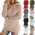 thumbnail image 1 of lcziwo Womens Fuzzy Sweaters Winter Warm Soft Sherpa Hoodies Comfy Fleece Long Sleeve Hooded Pullover Tops, Green, XXL, 1 of 10