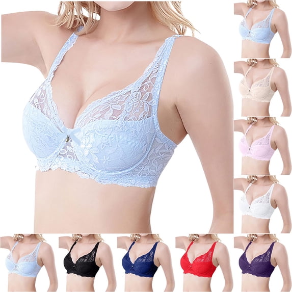 lcziwo Womens Lace Bralettes Mesh Sheer Balconette Supportive Underwire Push up Bras Full Coverage Everyday Bra Red 95B