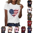 thumbnail image 1 of lcziwo Womens Memorial Shirts Summer Round Neck Short Sleeve Shirts Independence Day Graphic Patriotic Family T Shirt Beige L, 1 of 5
