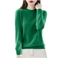 thumbnail image 1 of lcziwo Womens Merino Wool Sweaters Long Sleeve Warm Crewneck Solid Color Knitted Sweater Fall Winter Soft Causal Undershirts Green,XL, 1 of 7