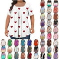 thumbnail image 1 of lcziwo Womens Oversized Tshirts Graphic Tees 2025 Summer Trendy Digital Print Blouses Casual Square Neck Short Sleeve Shirts Loose Fit Pleated Tunic Tops White 4XL Sales of The Week, 1 of 6