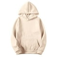 thumbnail image 1 of lcziwo Womens Plain Hoodie Loose Drawstring Hooded Sweatshirts with Pockets Athletic Long Sleeve Winter Pullover Tops 2026 Beige,XXXL, 1 of 7