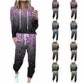 thumbnail image 1 of lcziwo Womens Sequin Jogger Set Plus Size Long Sleeve Hoodies and Drawstring Pants with Pockets 2025 Spring Summer Lightweight Loose Loungewear Tracksuits Holiday Sales,Purple,S, 1 of 6