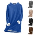 thumbnail image 1 of lcziwo Womens Sherpa Lined Pullover Mock Neck Long Sleeve Fleece Thermal Sweatshirt Loose Comfy Loungewear Tunic Tops Limited Time Sales of Today Brown S, 1 of 6