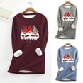 thumbnail image 1 of lcziwo Womens Sherpa Lined Sweatshirt Cute Gnome Graphic Pullover Christmas Fleece Crewneck Sweatshirt Winter Warm Loungewear Tunic Tops Lightning Sales Blue M, 1 of 6