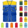 thumbnail image 1 of lcziwo Womens Sleeveless Softshell Vest Zipper Lapel Collar Mesh Breathable Work Vests Solid Color Sleeveless Fishing Hiking Travel Jackets, Blue, XXXL, 1 of 5