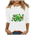 lcziwo Womens St Patty's Day Tops 3/4 Length Sleeve Spring Green Shirt
