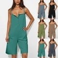 thumbnail image 1 of lcziwo Womens Summer Casual Sleeveless Romper Loose Adjustable Straps Button Down Overalls Shorts Lightweight Linen One Piece Jumpsuit 2025 Clothes Purses for Women Clearance Army Green L, 1 of 8