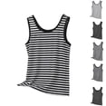 thumbnail image 1 of lcziwo Womens Tank Tops Model Plus Size Striped Print Soft Round Neck Camisole Soft Sleeveless Shirts White XXXXL, 1 of 10