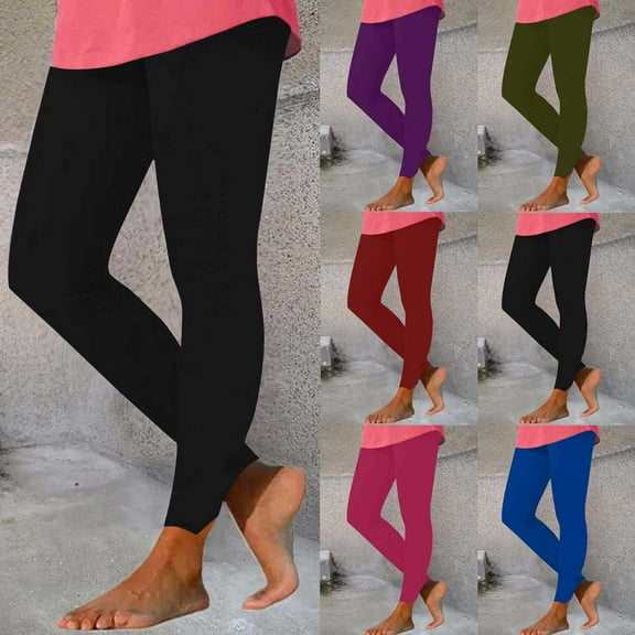 lcziwo Womens Sweaters Clearance, High Waisted Leggings for Women Casual Split BottomFull Length Yoga Pants Solid Color Tummy Control Tight Legging Army Green S