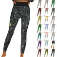 thumbnail image 1 of lcziwo Womens Trendy Glitter Sequin Print Yoga Pant Casual High Waist Seamless Workout Leggings Gym Tummy Control Full Length Tights Yellow XL, Limited Time Sales of The Day, 1 of 5
