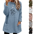 thumbnail image 1 of lcziwo Womens Winter Warm Fuzzy Fleece Sweatshirts Cute Heart Graphic Long Sleeve Crewneck Sherpa Pullover Loose Comfy Loungewear Thermal Tops with Pockets Prime Sales Today Pink S, 1 of 6